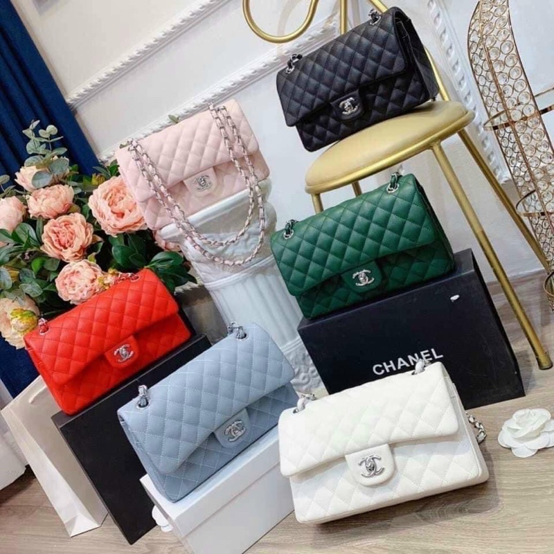 túi đeo nữ, túi classic da sần sz 26 hàng vip kèm hộp, mã code
