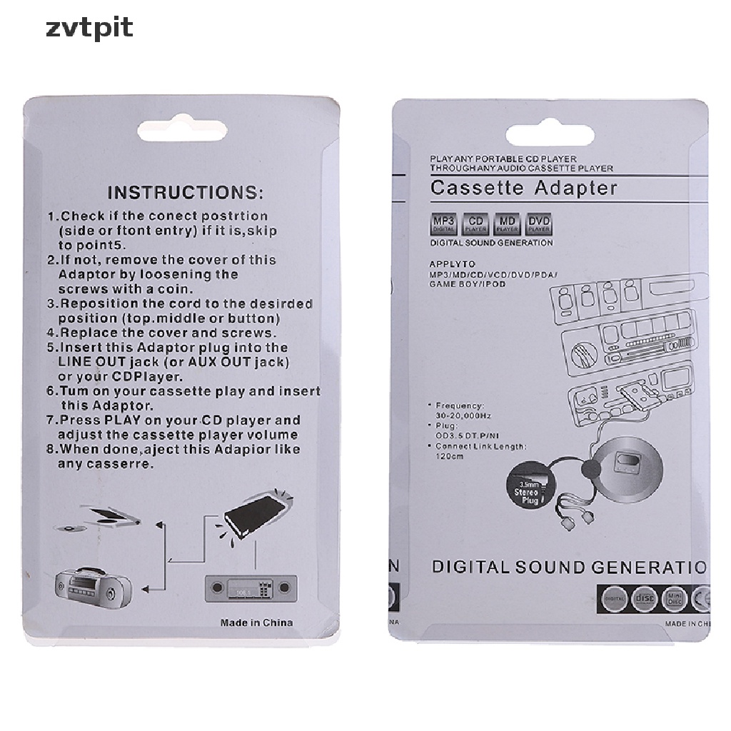 [ZVPT] 1Pc universal 3.5mm AUX car audio cassette tape adapter transmitters DSF