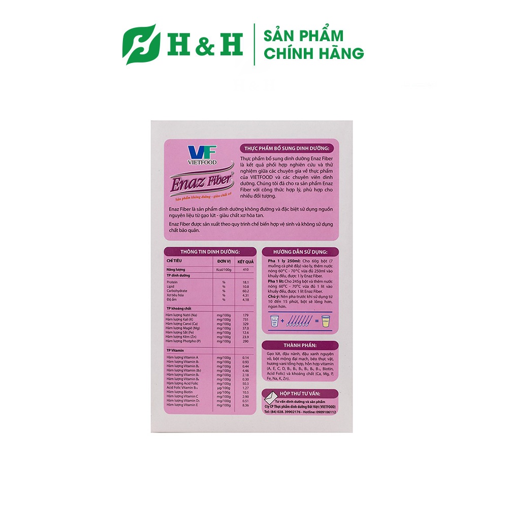 Bột dinh dưỡng ENAZ FIBER dinh dưỡng tối ưu cho người ăn chay, tiểu đường - 400G