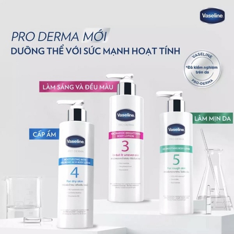 Dưỡng thể hoạt tính Vaseline dưỡng da sáng ẩm căng mịn với hoạt chất tối ưu 250ml