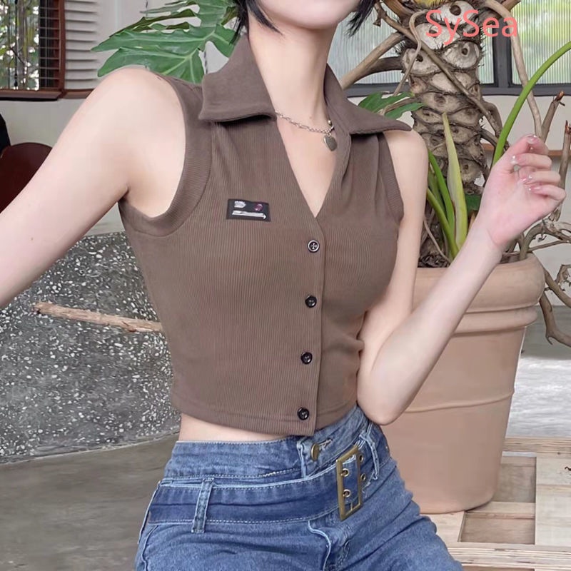 Áo Hai Dây Cổ Bẻ Thời Trang Vintage Mỹ Cho Nữ