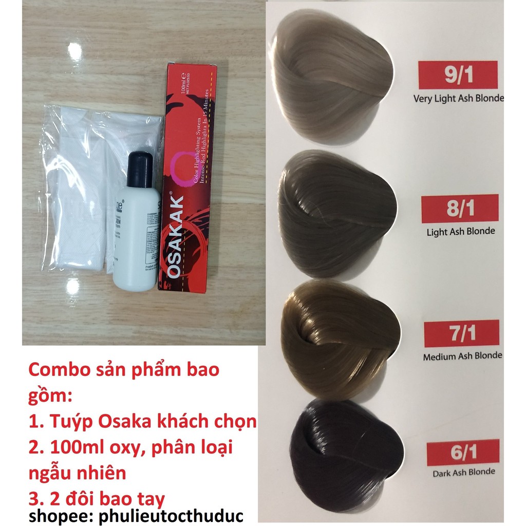 Màu nhuộm tóc osaka có kèm theo 100ml oxy trợ nhuộm và bao tay - bảng màu số 5