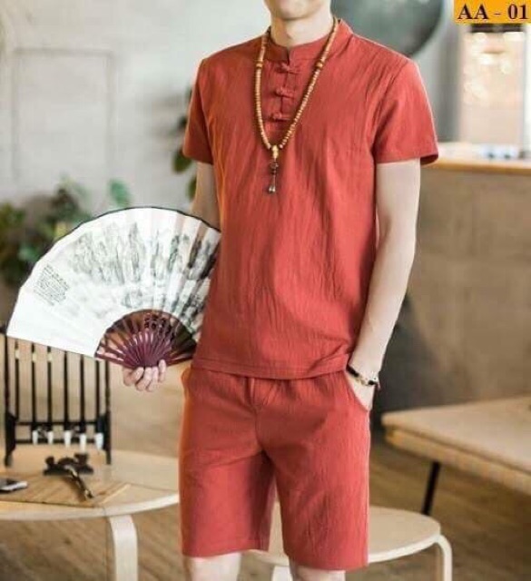 [RẺ VÔ ĐỊCH] Bộ đũi cho nam cổ tàu quần ngố ( 6 màu) | BigBuy360 - bigbuy360.vn