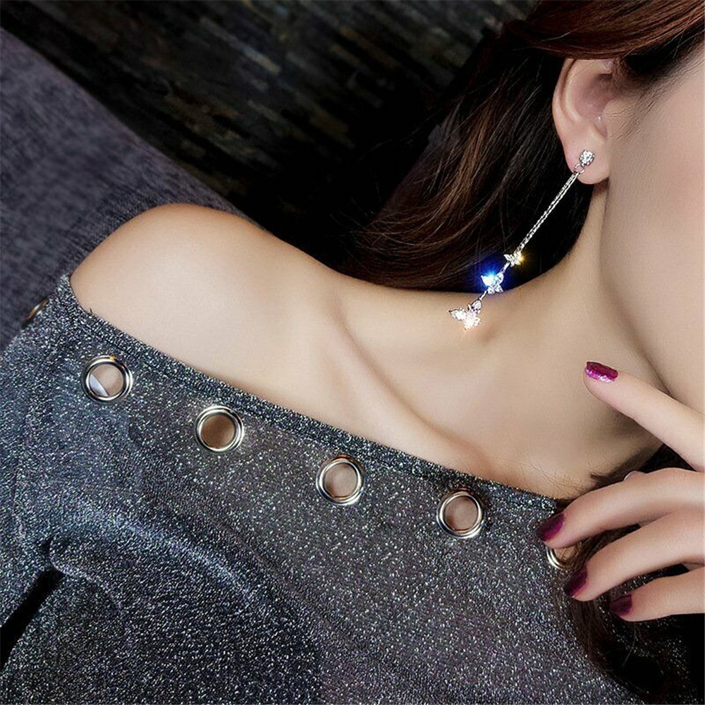 1 Đôi Bông Tai Nữ Dáng Dài Đính Đá