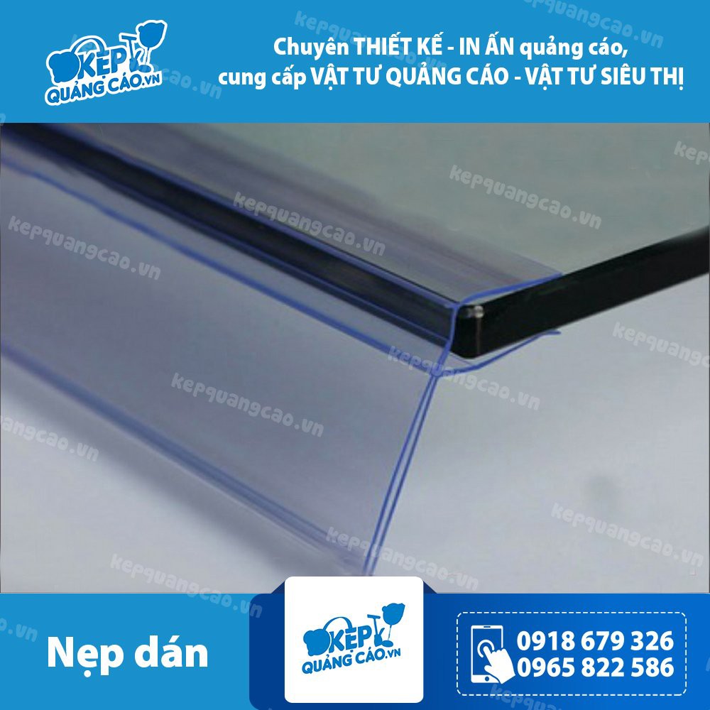 Nẹp nhựa siêu thị, Kẹp giá kệ kính 1cm.