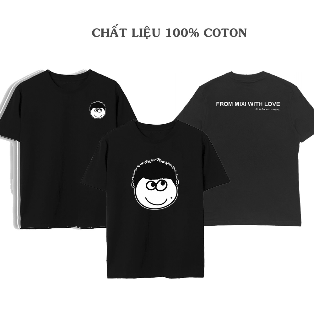 Áo thun tay lỡ form rộng nam nữ ĐEN 3 MẪU- LOGO MIXI