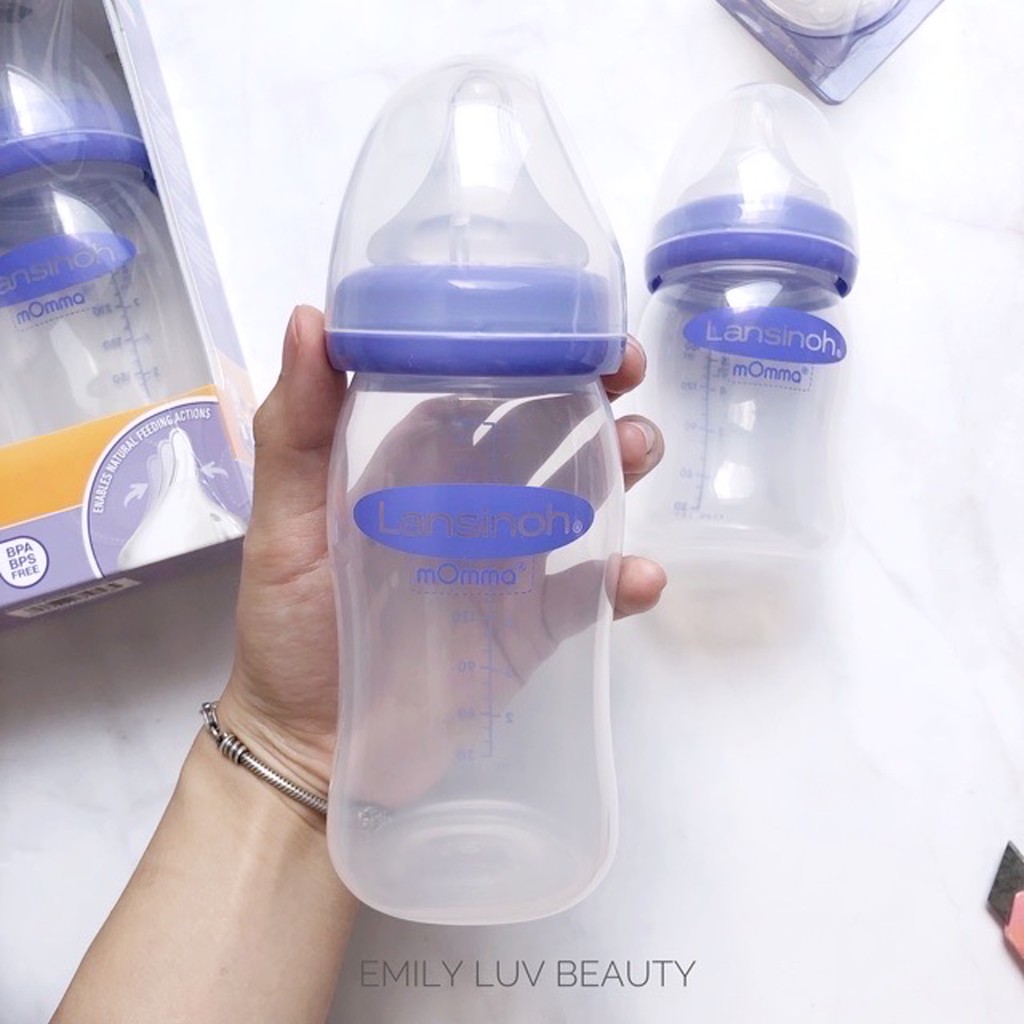 Bình sữa Lansinoh đủ size hỗ chợ chọn núm như ý 160ml-240ml - núm ti bình lansinoh