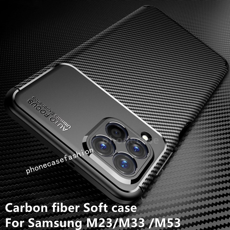Ốp Điện Thoại TPU Mềm Chống Sốc Họa Tiết Sợi Carbon Cho Samsung Galaxy M23 M33 M53 5G