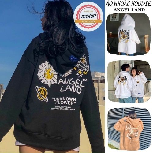 Áo Hoodie Không Xù lông Dành 123SHOP Cho Nam Cho Nữ Có Mũ Chất Nỉ Form rộng in hình Angel Land Đôi Unisex