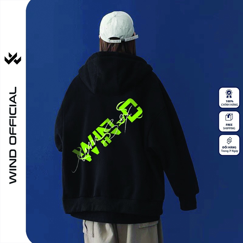 Áo hoodie form rộng WIND unisex nỉ bông HD24 thời trang nam nữ oversize ulzzang