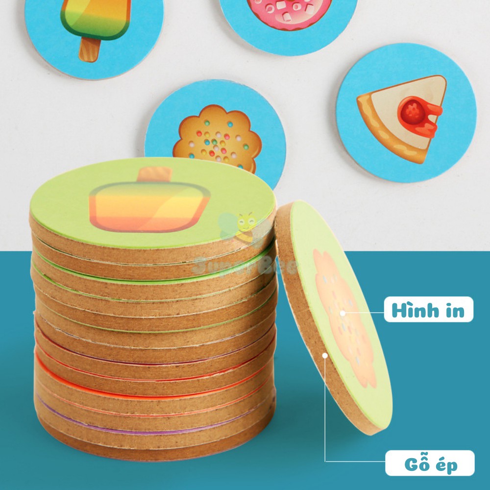 Đồ Chơi Xếp Hình Bánh Ngọt Kèm Chuông, Game Tương Tác, Thẻ Gỗ Và Giấy, Phát Triển Kỹ Năng Cơ Bản SuperBee