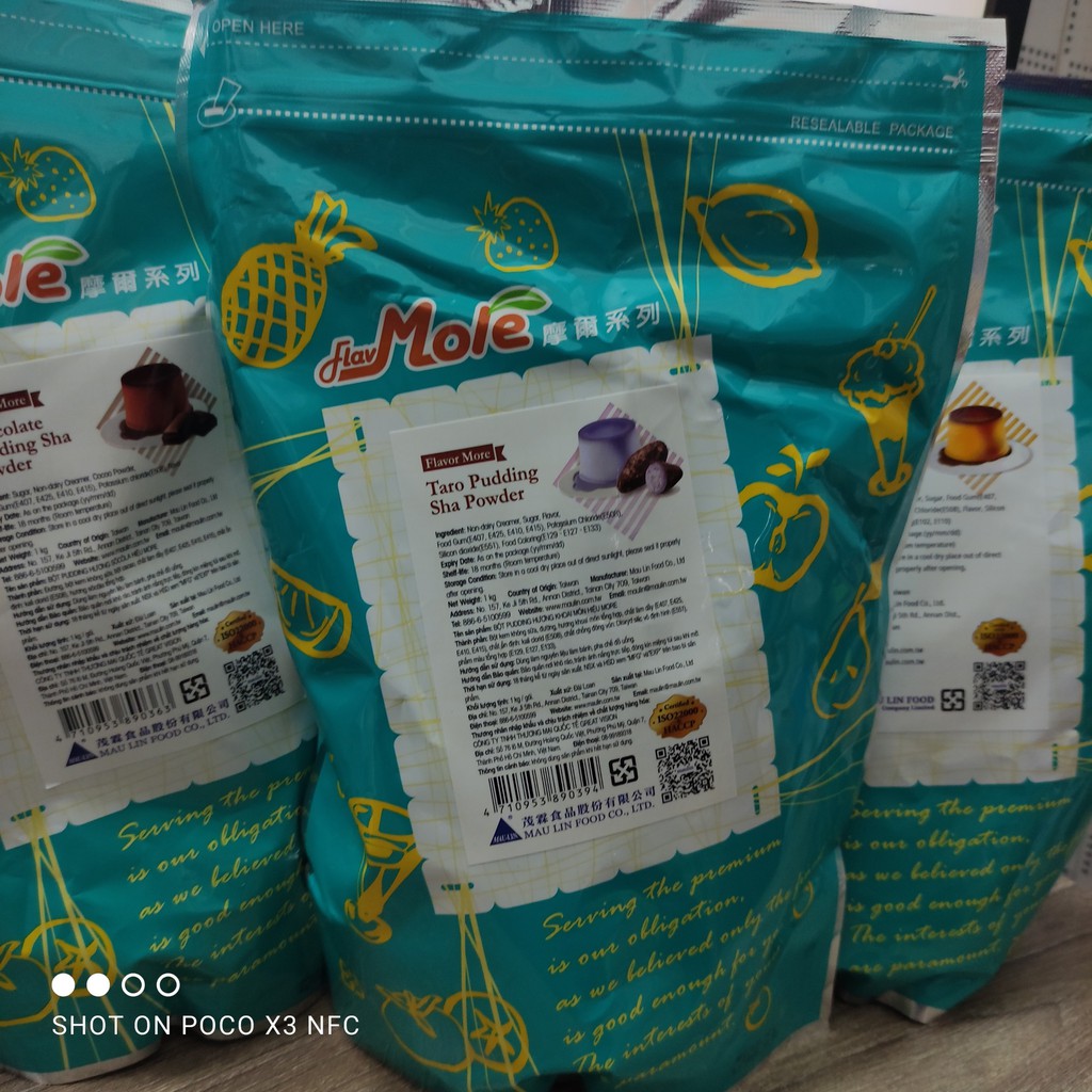 Bột pudding (Bột Flan) Đài Loan gói 1kg: socola, trứng, khoai môn, dưa gang, dâu, matcha, đào