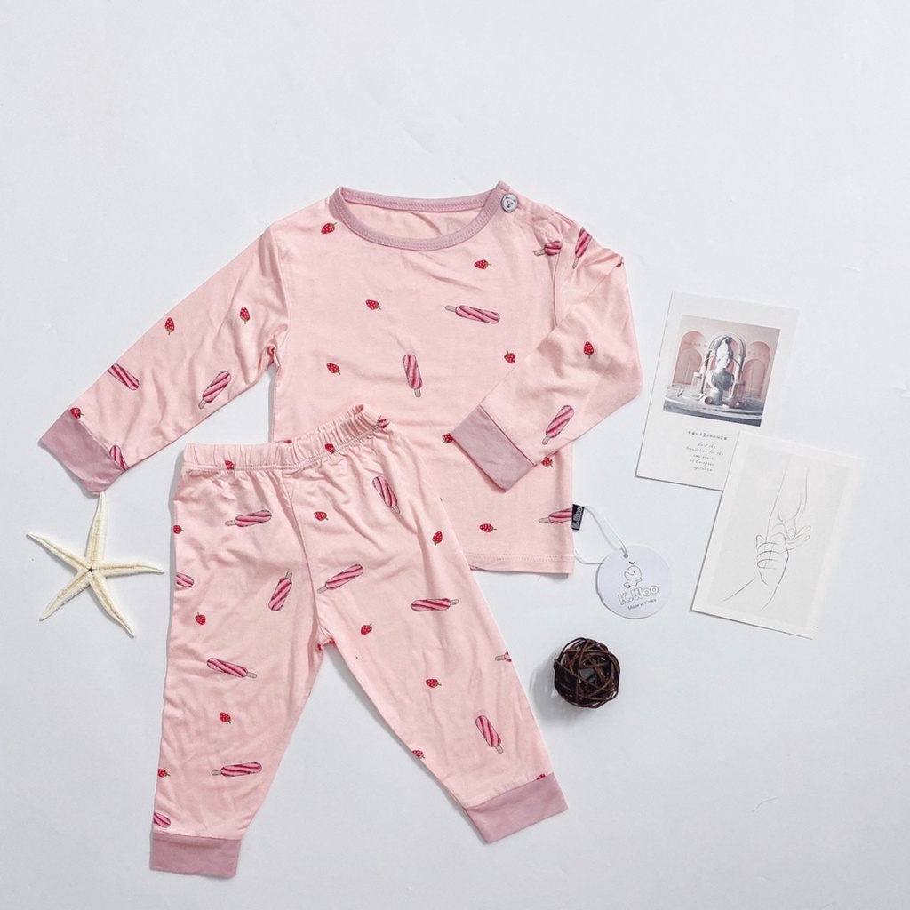 Đồ bộ quần áo dài tay cho bé mặc thu đông - Bộ Dài Tay Thun Lạnh Nền Màu Họa Tiết Mới 2021 Cho Bé Trai Bé Gái AM786