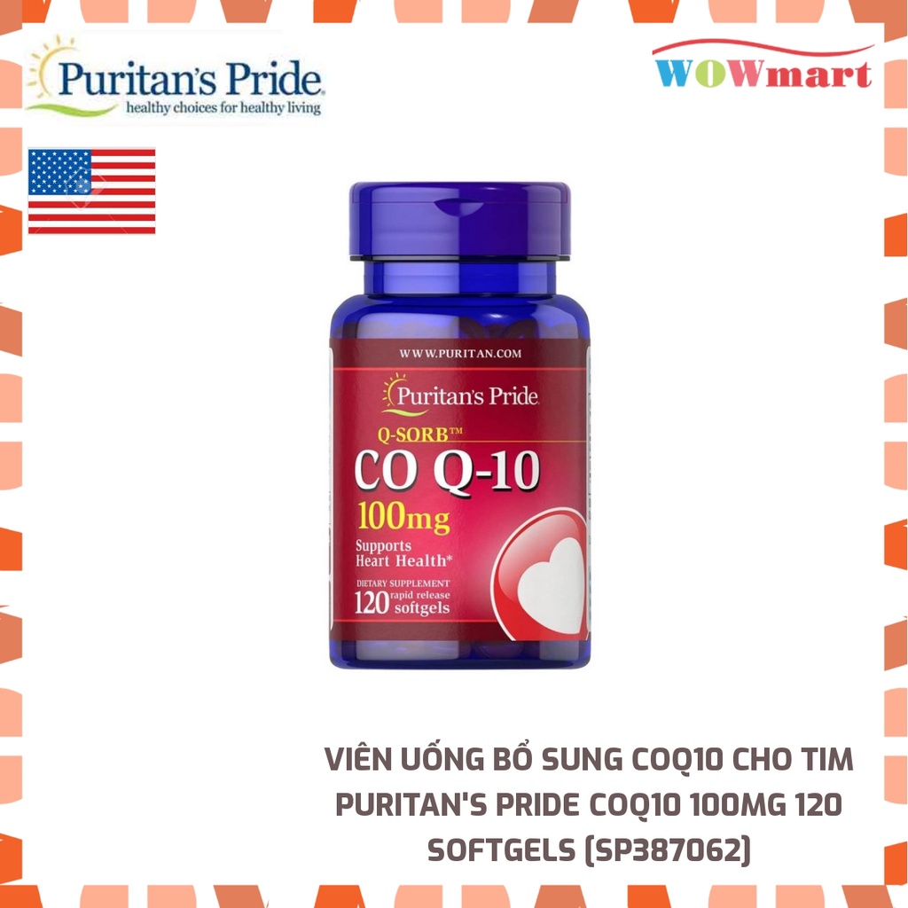 Viên uống bổ sung CoQ10 cho tim Puritan's Pride CoQ10 100mg 120 Softgels