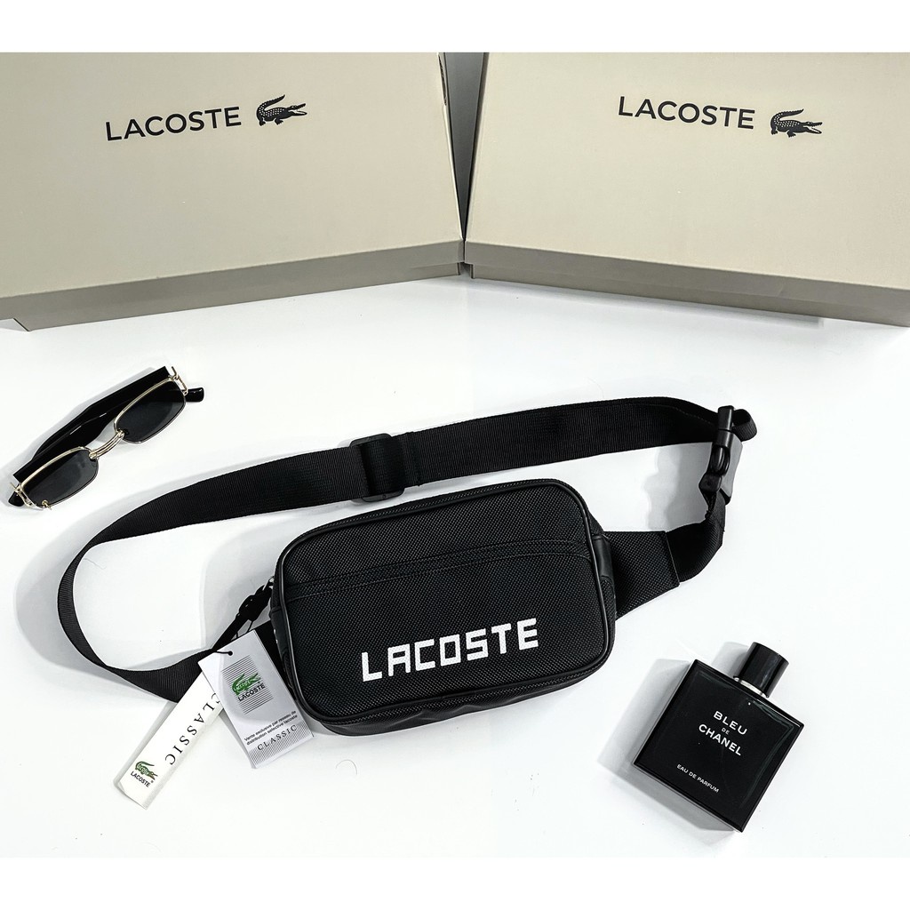 [FREESHIP] TÚI BAO TỬ LACOSTE CHẤT VẢI VÂN DA SI HÀN QUỐC CAO CẤP, TÚI THỜI TRANG LA1A21 MÀU ĐEN