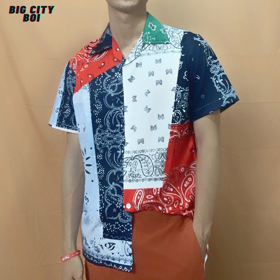 Áo sơ mi nam họa tiết ngắn tay CTB-B02 vải Lụa thoáng mát, thấm hút, không nhăn form vừa, phá cách, độc lạ năng động | BigBuy360 - bigbuy360.vn