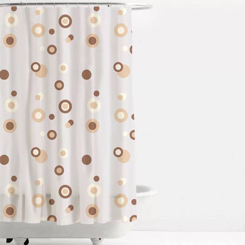 Rèm phòng tắm Vòng tròn Nâu 180cm x 180cm Loại 1