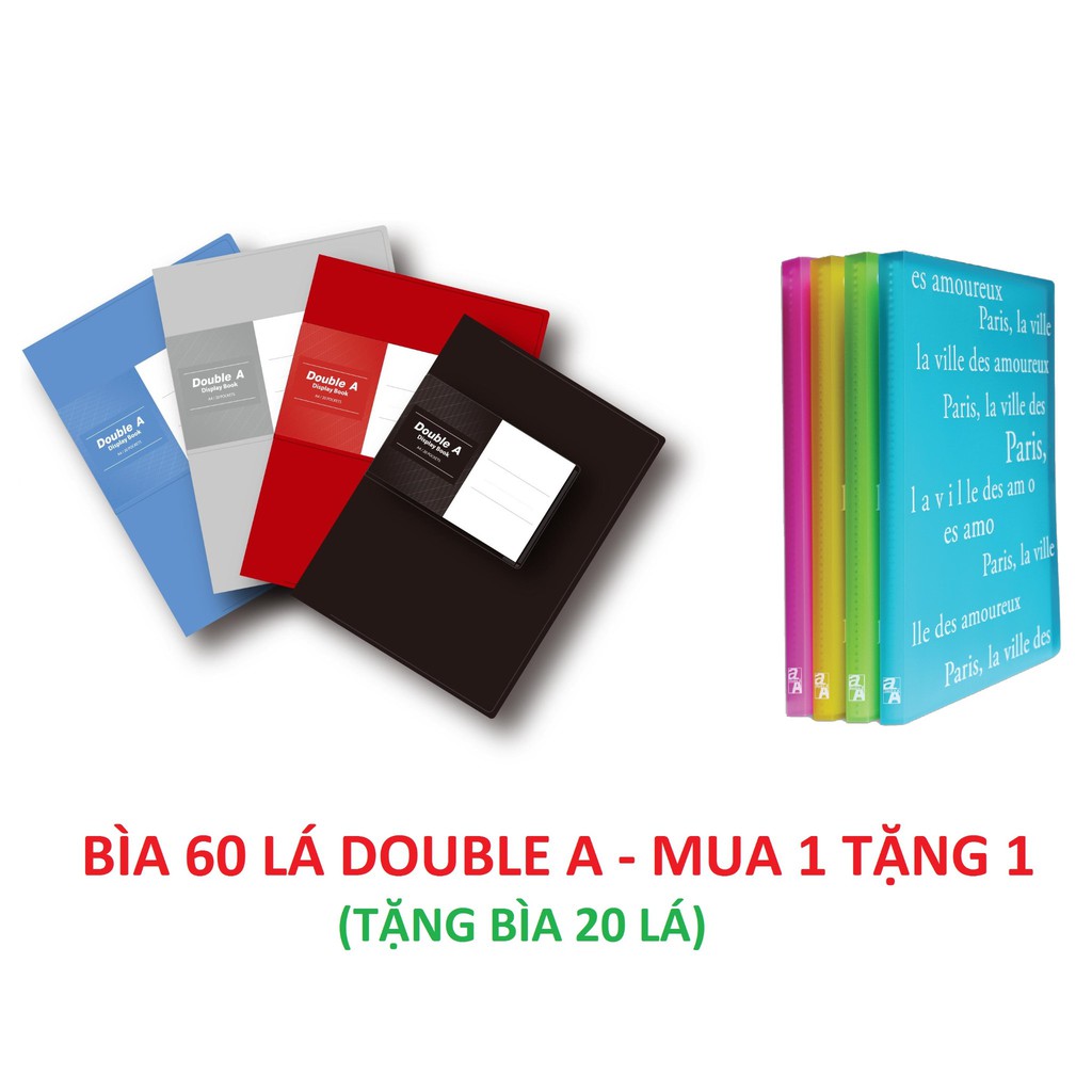 (KHUYẾN MẠI) File 60 Lá Double A - Tặng kèm file 20 lá