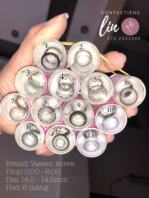 Bảng màu lens có độ (0-6 Diop) <Vassen Lens>