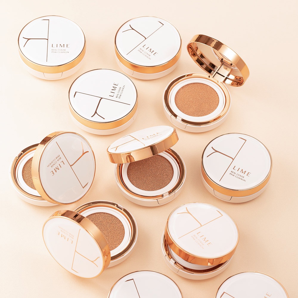Phấn nước che khuyết điểm, kiềm dầu LIME Real Cover Pink Cushion SPF 50+/PA+++