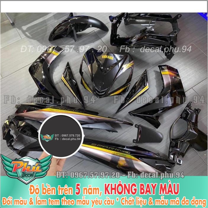 Tem rời Exciter 135 đen vàng bạc (X) -1