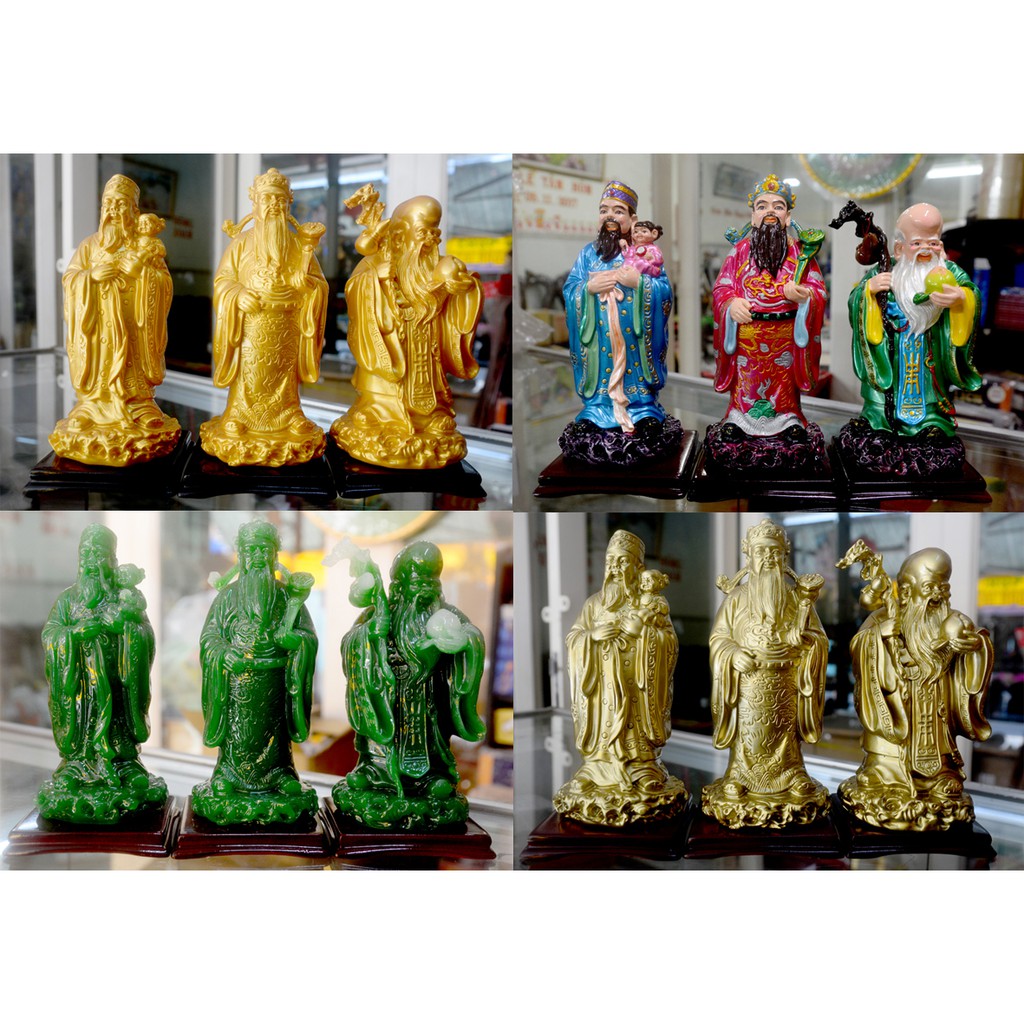 Bộ tượng Tam Đa-Ba ông Phúc Lộc Thọ cao 19cm