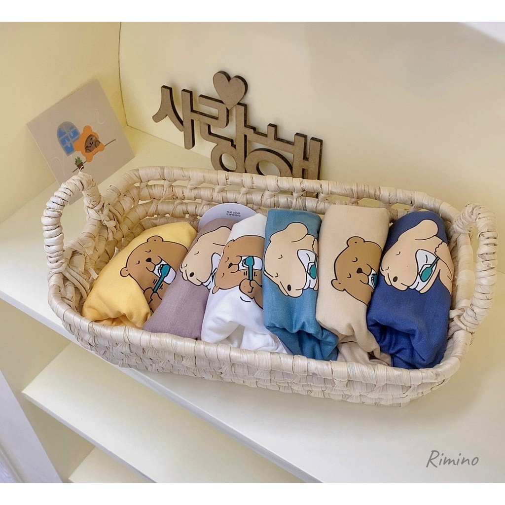 Áo dài tay thun lạnh cổ 3p họa tiết dễ thương cho bé Rimino