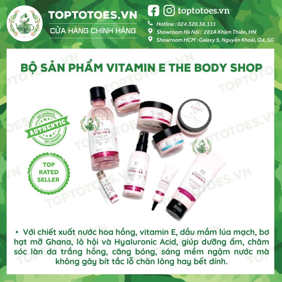 CHỈ HÔM NAY Bộ Vitamin E Lúa Mạch The Body Shop rửa mặt, toner, xịt khoáng, kem dưỡng, mask siêu cấp ẩm và làm sáng da C