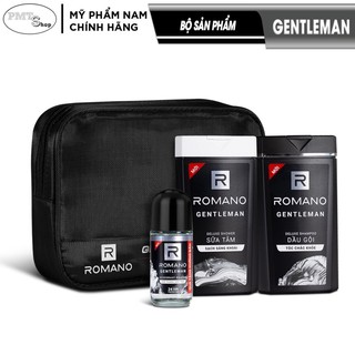 Bộ sản phẩm Romano Gentleman(dầu gội 150g + sữa tắm 150g + lăn khử mùi 25ml + túi đựng) Bộ Sản Phẩm Du Lịch