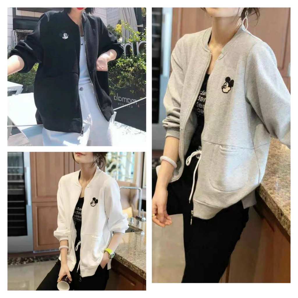 Aó Khoác Hoodie Nam Nữ , Áo Khoác Nỉ Thêu Chuột MICKEY Lai Xẻ Tà Cổ Bo Phong Cách XÌ Teen Sành Điệu UThoodie