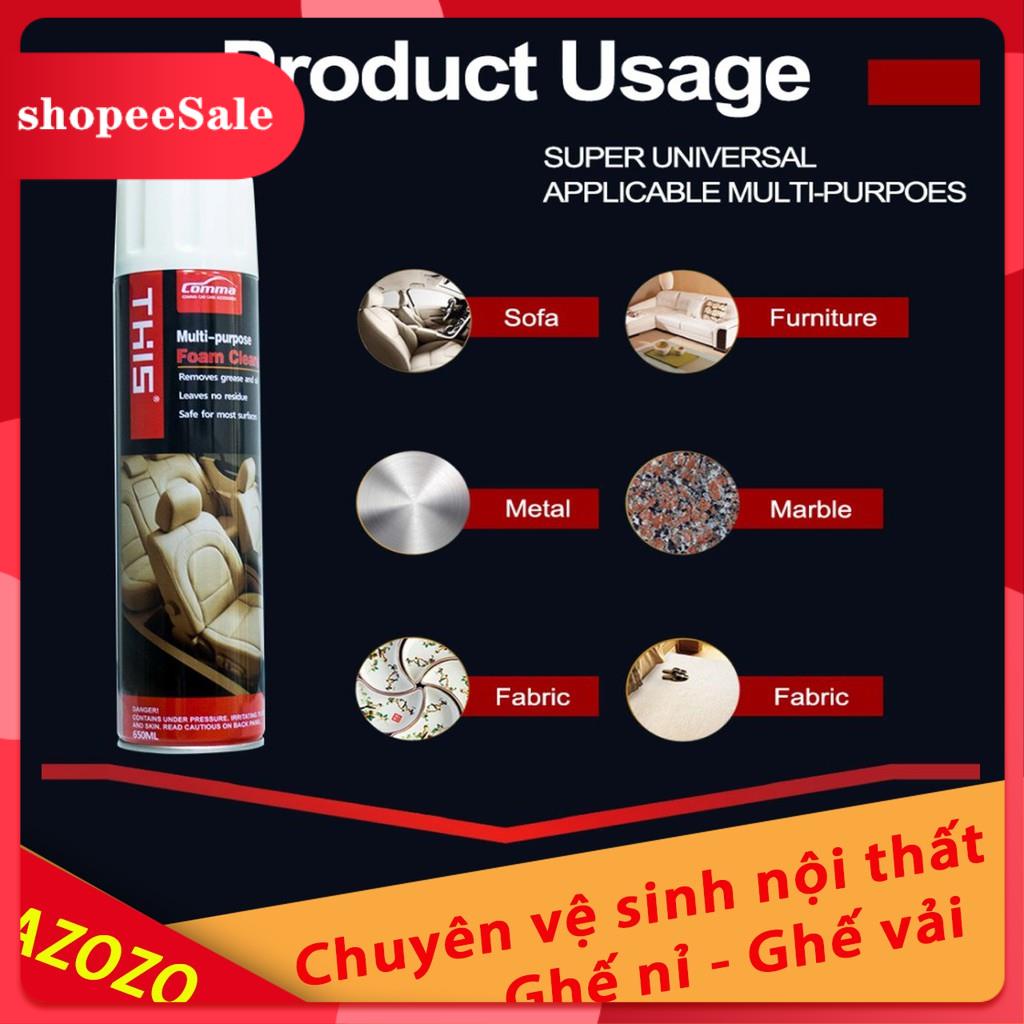 [Mẫu mới] Chai Xịt Bọt Đa Năng Vệ Sinh Ghế Da, Ghế Nỉ, Đồ Da, Nội Thất Ô Tô Foam Cleaner Chính Hãng THIS AZOZO