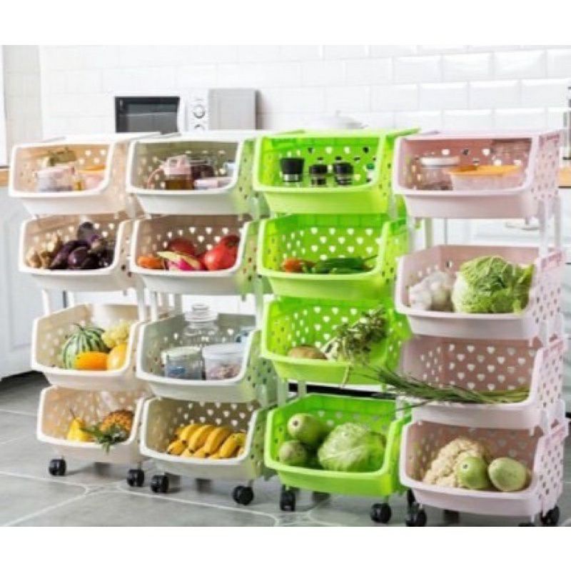 kệ Rổ Nhựa Đa Năng 4 Tầng Siêu Tiện Dụng có 2 loại