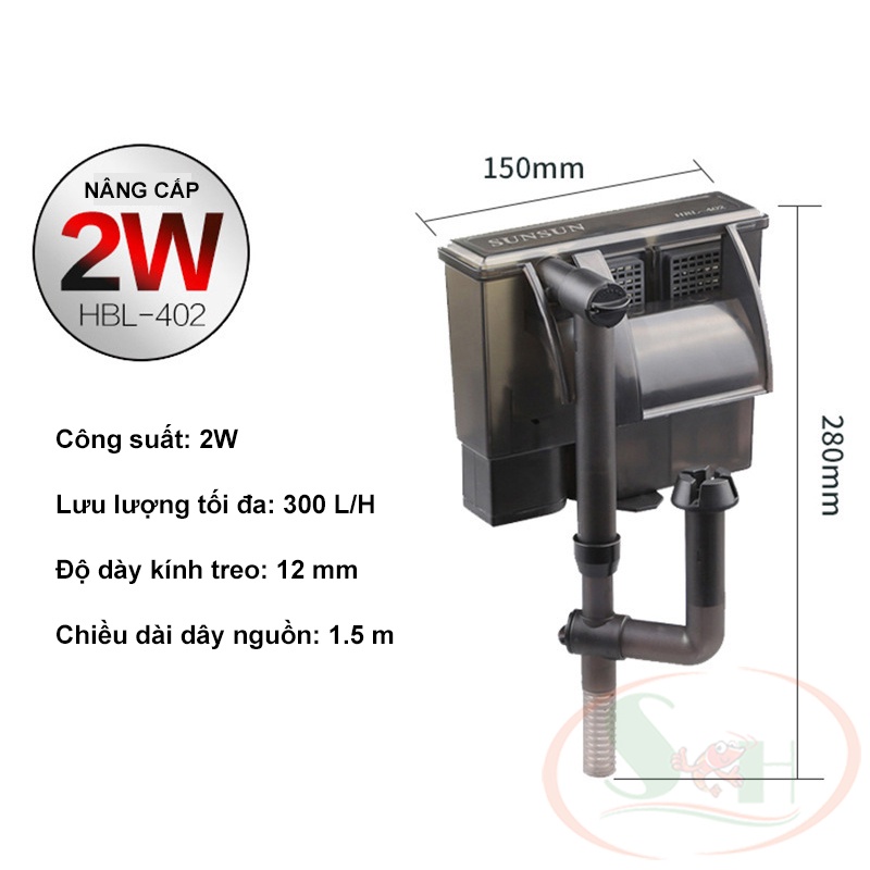 Lọc thác Sunsun HBL 402, 403 kèm hút váng lọc treo mini bể cá tép thủy sinh