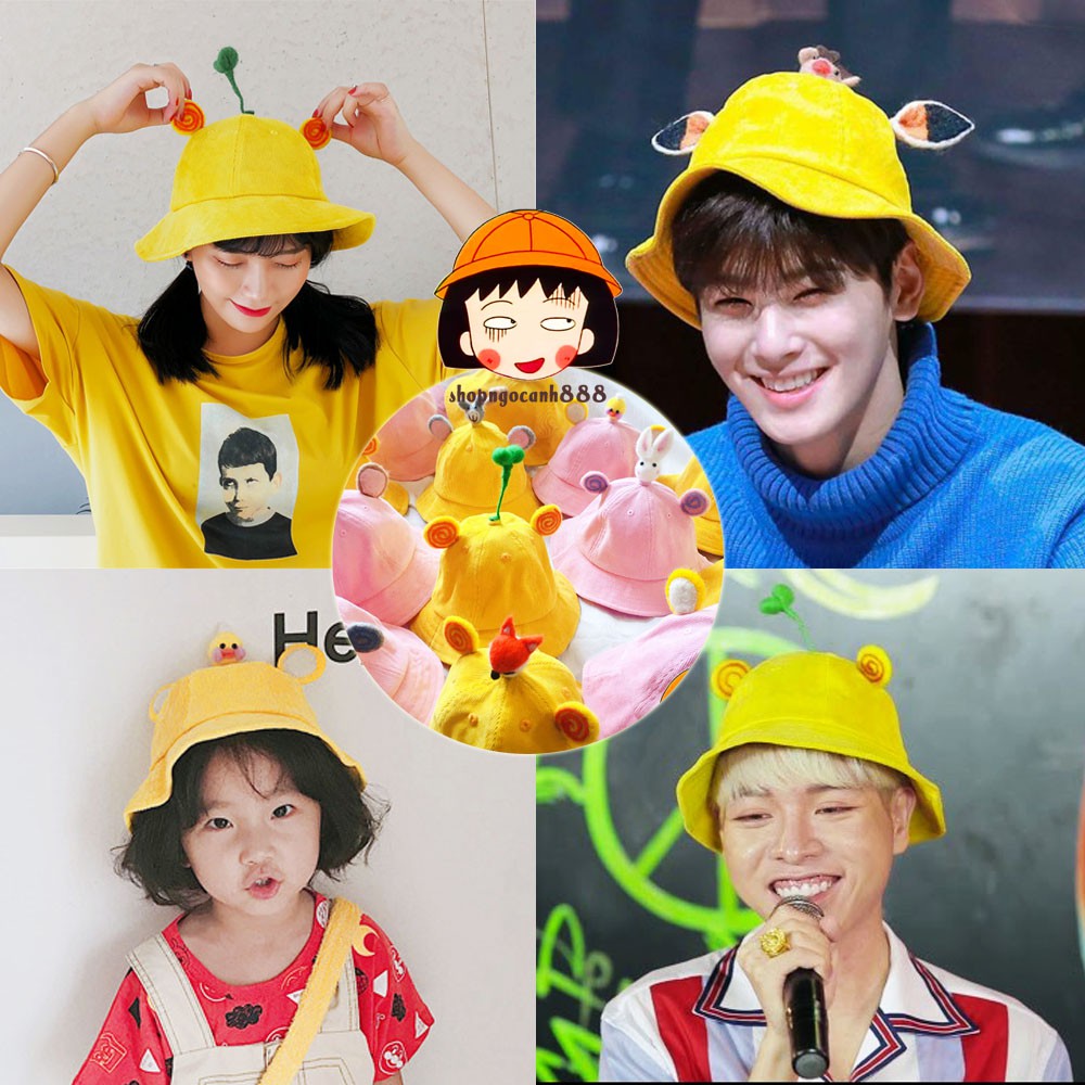 [Full 28 Mẫu Nam Nữ Tự Chọn] Mũ Nón Maruko 3D Rộng Vành Nhiều Kiểu Mầm Cây Bucket Hat Ulzzang Kaki Nhung Siêu Cute ^^