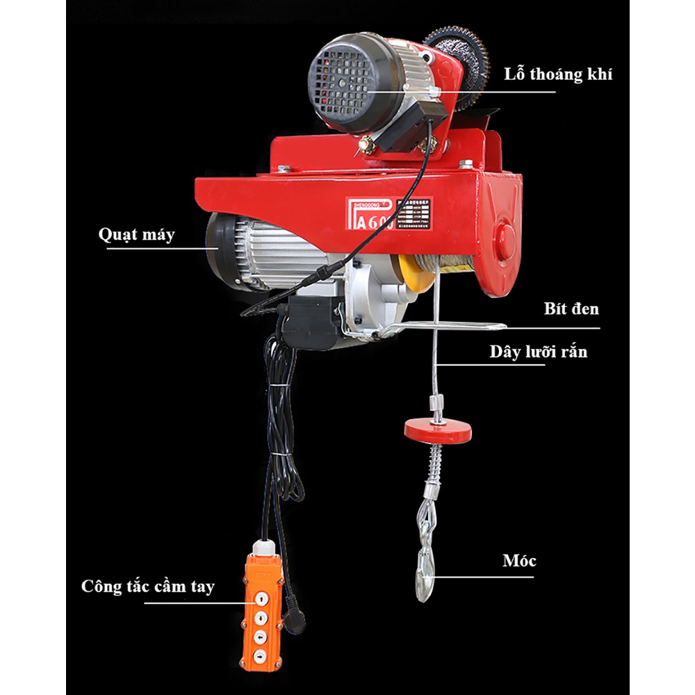 Bộ Tời Điện Kèm Rùa ABG PA600 Nâng Hạ Vật Nặng Dễ Dàng Trong Nhà Xưởng Công Nghiệp
