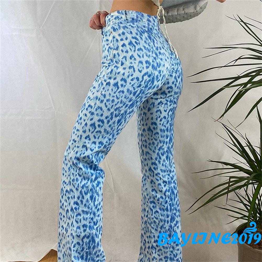 Quần dài ống rộng họa tiết da báo cá tính dành cho phái đẹp | BigBuy360 - bigbuy360.vn