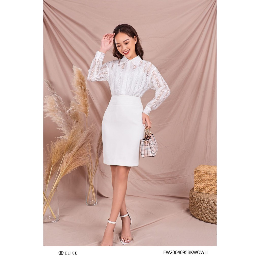 [Mã WABRLOW5 giảm 15% đơn 300K] Chân váy trắng phối cạp thiết kế Elise