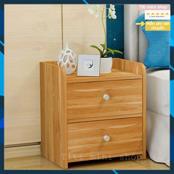 Kệ Đầu Giường Vuông Ngăn Kéo Màu Gỗ   ,Tủ đầu gường đẹp