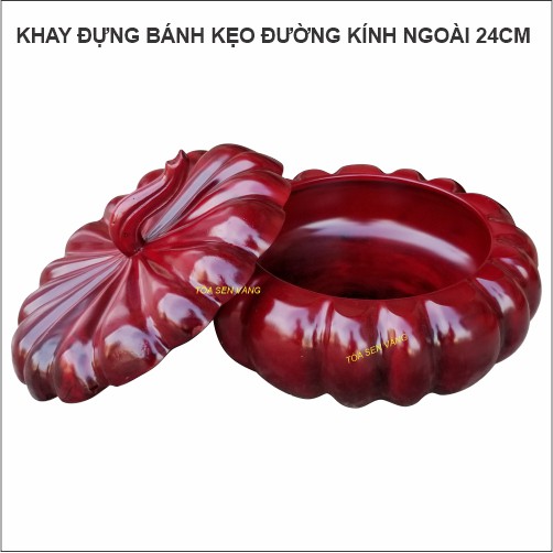 Hộp Đựng Bánh Mứt Tết Bằng Gỗ - Đường Kính 24cm, không chia ngăn