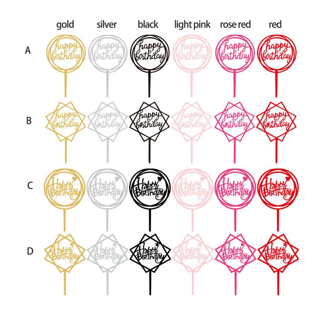 Set 10 Topper Trang Trí Bánh Kem Chữ Happy Birthday Bằng Acrylic Hai Mặt
