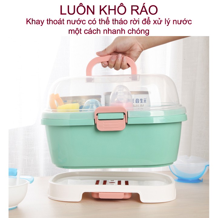 Khay úp bình sữa có nắp đậy cho bé AAG, giá úp bình sữa cao cấp cho trẻ - Monnie Kids