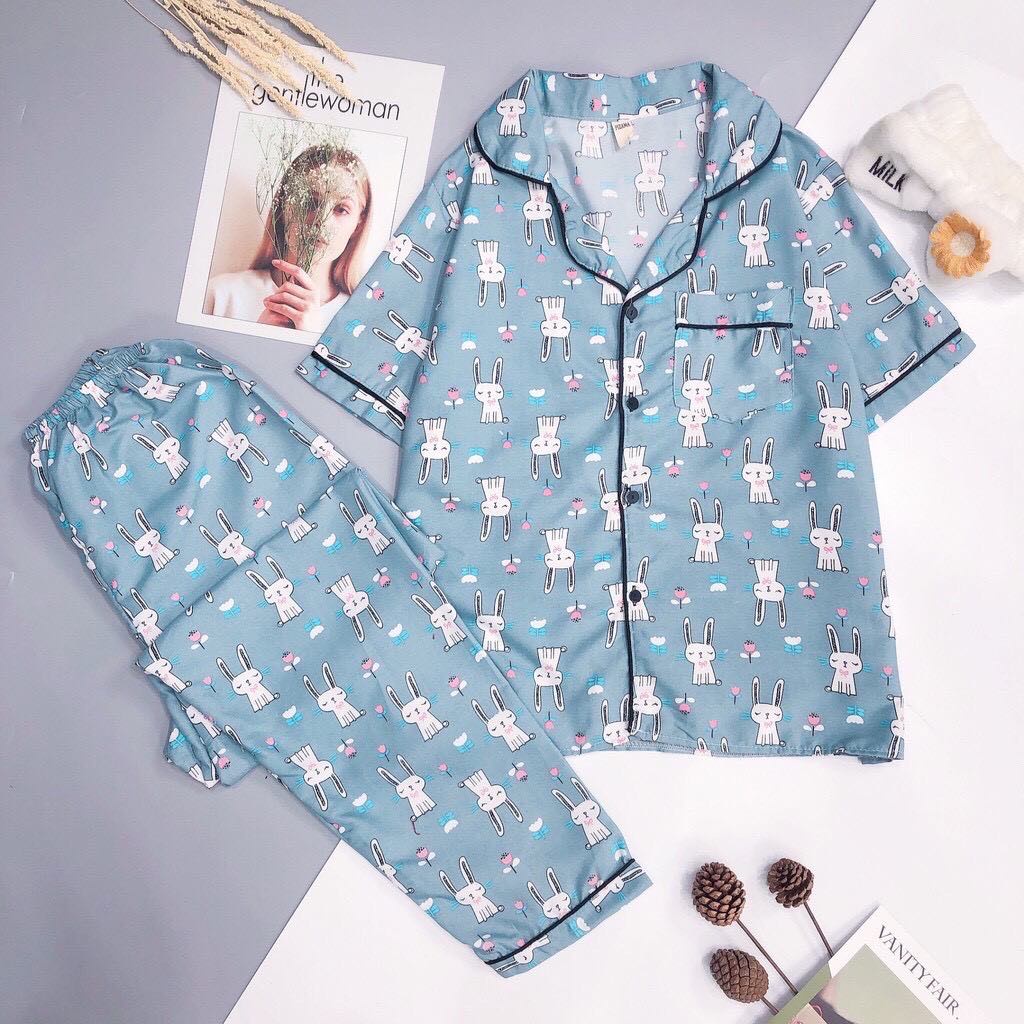 Bộ pijama tay ngắn quần dài Kate mềm freesize
