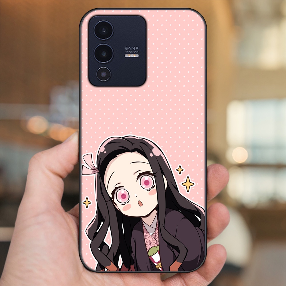 Ốp lưng Vivo V23 5G viền đen in hình Nezuko Kimetsu no Yaiba