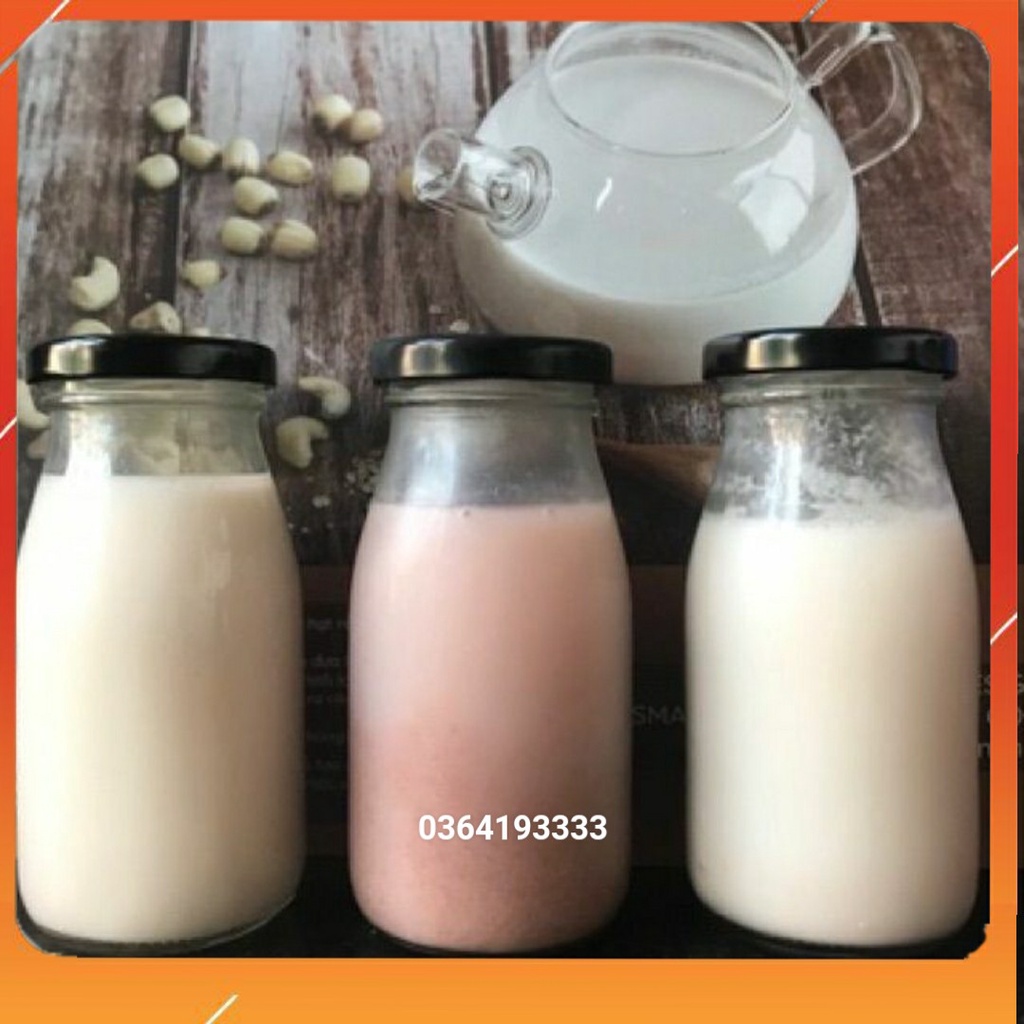 Chai Thủy Tinh 200ml Đựng Sữa nắp chống tràn