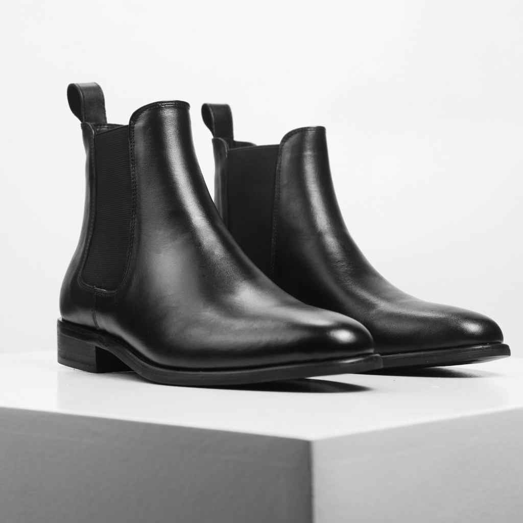 Giày Bốt Nam Chelsea Boots Classic Chất Liệu Da Bò Thật Nguyên Tấm Nhập Khẩu LAGADO