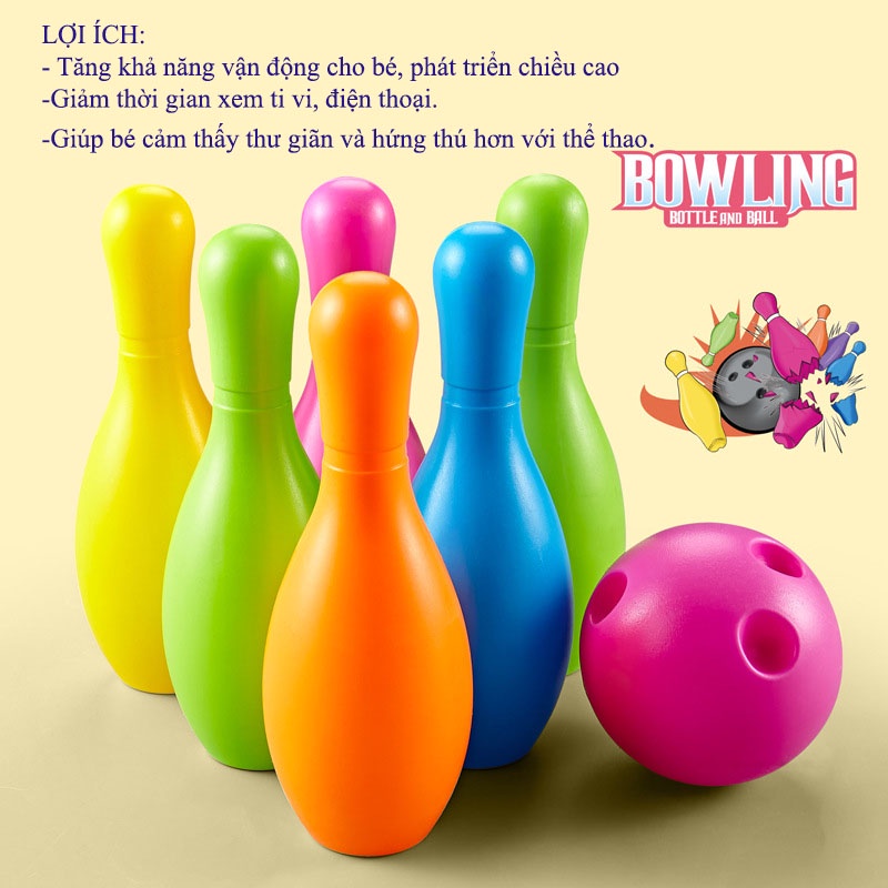 Đồ Chơi Bowling Kids Đồ Chơi Vận Động Giúp Bé Phát Triển Thể Chất Có Tặng Kèm Decal Dán Số ( Hàng Việt Nam)