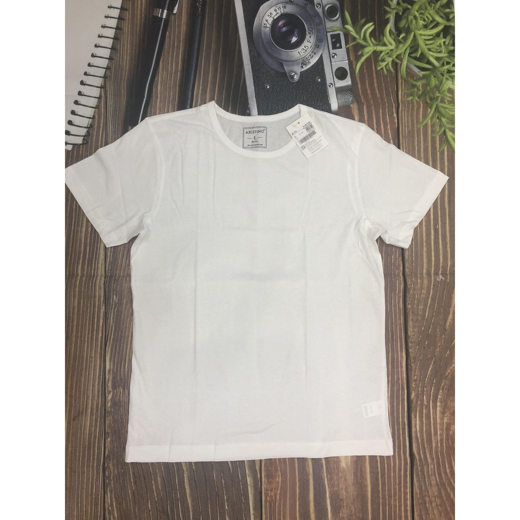 Áo Thun Nam Ngắn Tay Cổ Tròn Aristino AC22 Áo Thun Kiểu dáng Clasic Màu Trắng Trơn Chất Cotton Mịn Mát Thấm Hút Mồ Hôi | BigBuy360 - bigbuy360.vn