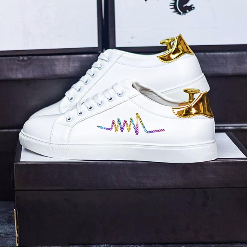 [Mã FAMAYMA2 giảm 10K đơn 50K] Giày nam thể thao màu trắng thêu Nhịp Tim Kim Tuyến Sắc Màu mới về 2020 | BigBuy360 - bigbuy360.vn