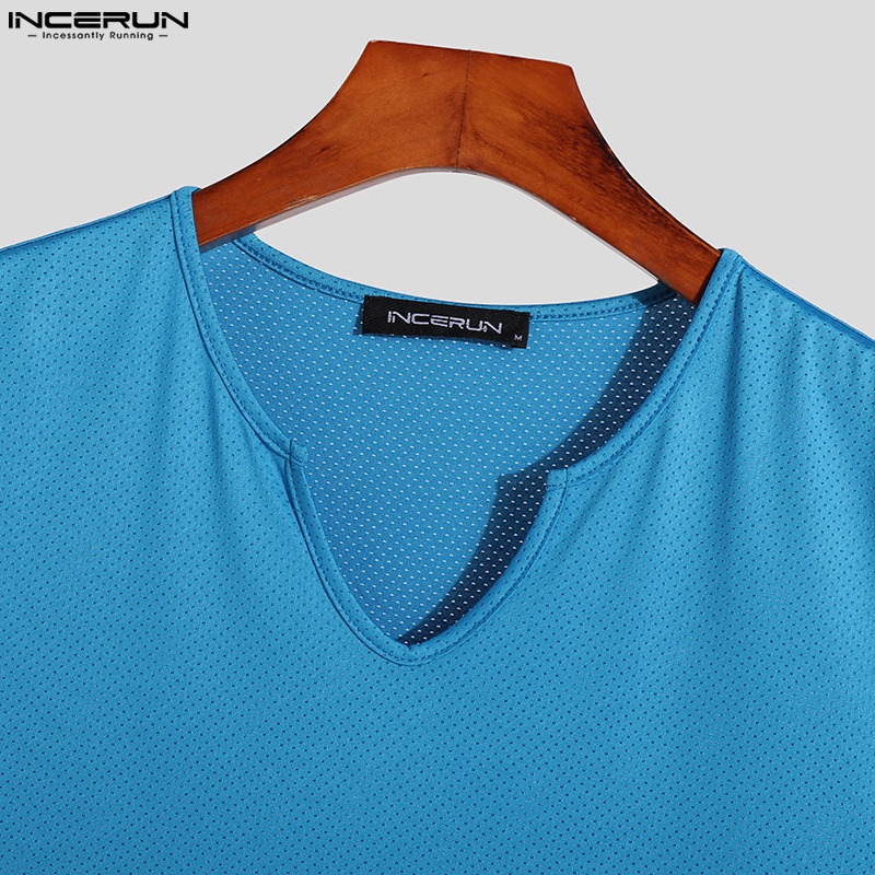 Áo ba lỗ INCERUN cổ chữ V màu trơn thời trang cho nam với 3 màu tùy chọn