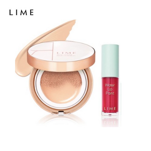 Combo Trang Điểm Mặt và Môi Siêu Tốc (Phấn nước Lime Cover Pink SPF50+ PA+++ 20g+ Son Lime Water Lip Paint 7g)